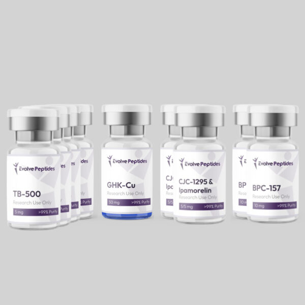 Peptide Bundle – 2x BPC-157 10 mg / 4x TB-500 5 mg / 1x GHK-Cu 50 mg / 2x CJC-1295/Ipamorelin 5 mg / 1x BAC Water